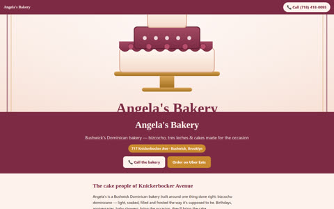 Screenshot of the Angela's Bakery demo site
