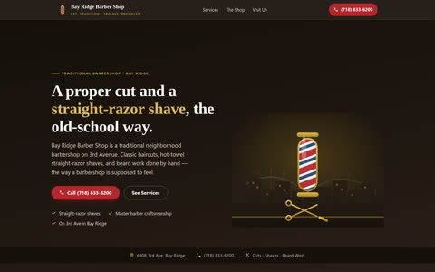 Screenshot of the Bay Ridge Barber Shop demo site