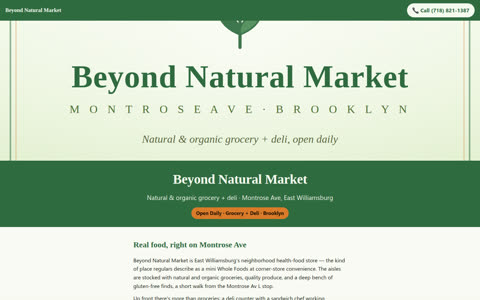 Screenshot of the Beyond Natural Market demo site
