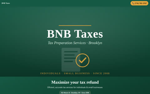 Screenshot of the BNB Taxes demo site