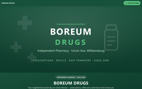 Screenshot of the Boreum Drugs demo site