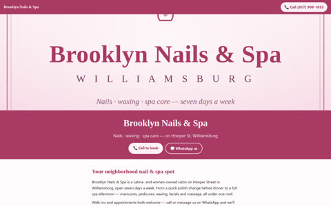 Screenshot of the Brooklyn Nails & Spa demo site