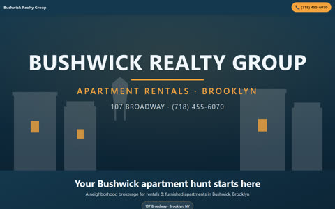 Screenshot of the Bushwick Realty Group demo site