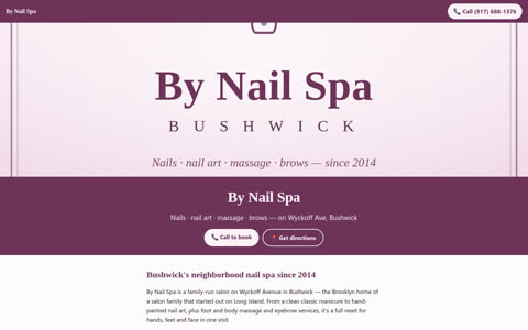 Screenshot of the By Nail Spa demo site