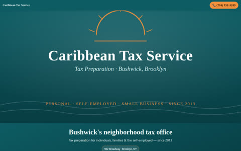 Screenshot of the Caribbean Tax Service demo site
