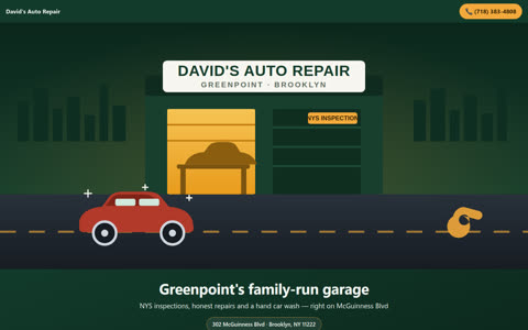 Screenshot of the David's Auto Repair demo site