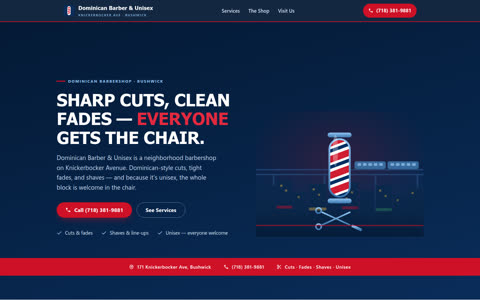 Screenshot of the Dominican Barber & Unisex demo site