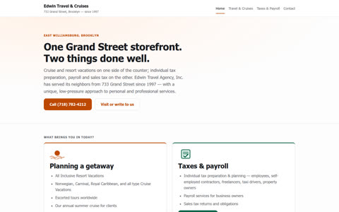 Screenshot of the Edwin Travel & Cruises demo site