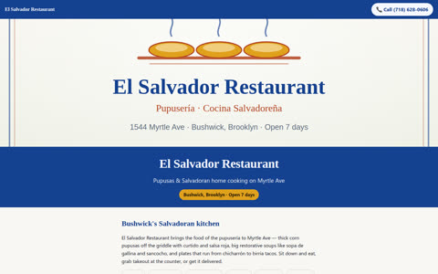 Screenshot of the El Salvador Restaurant demo site