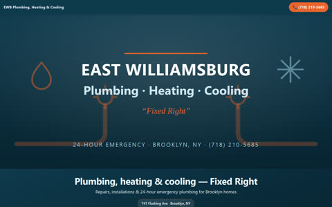 Screenshot of the East Williamsburg Plumbing, Heating & Cooling demo site