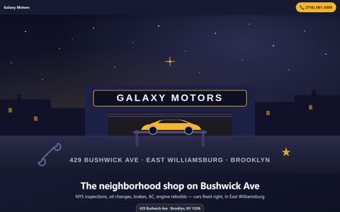 Screenshot of the Galaxy Motors demo site