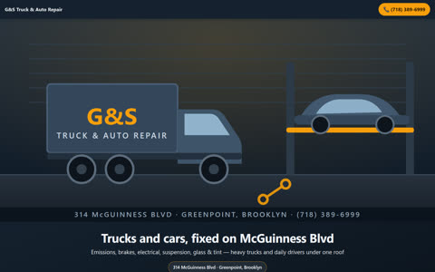 Screenshot of the G&S Truck and Auto Repair demo site