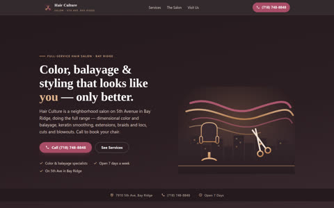 Screenshot of the Hair Culture demo site