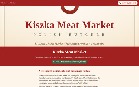 Screenshot of the Kiszka Meat Market demo site