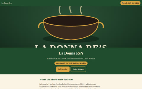 Screenshot of the La Donna Re's demo site