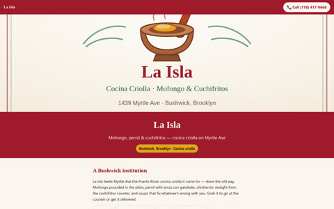 Screenshot of the La Isla demo site