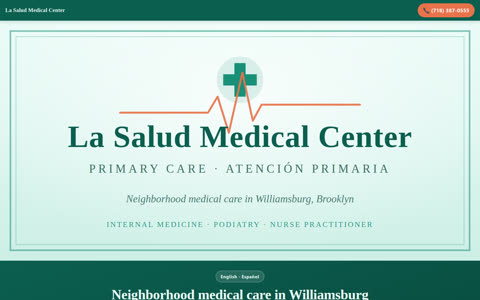 Screenshot of the La Salud Medical Center demo site