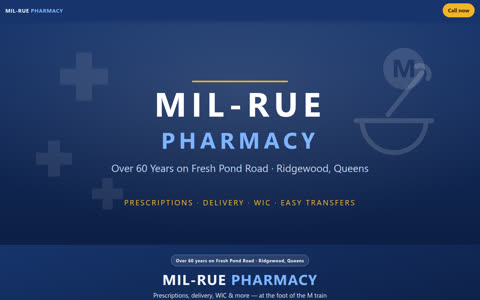 Screenshot of the Mil-Rue Pharmacy demo site