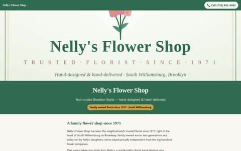 Screenshot of the Nelly's Flower Shop demo site