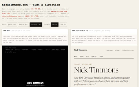 Screenshot of the nicktimmons.com demo site