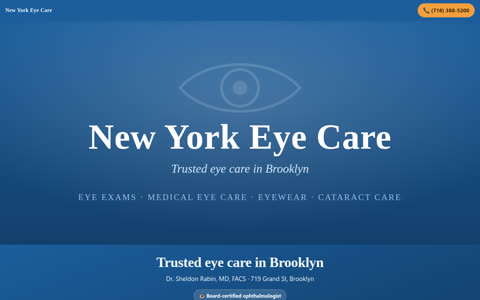 Screenshot of the New York Eye Care demo site
