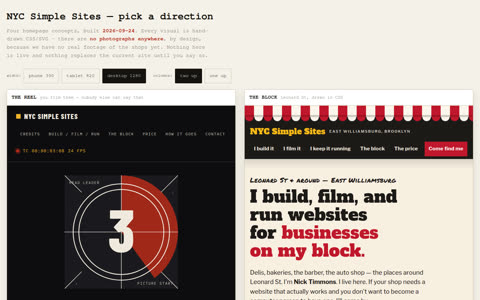 Screenshot of the NYC Simple Sites demo site