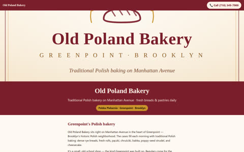 Screenshot of the Old Poland Bakery demo site