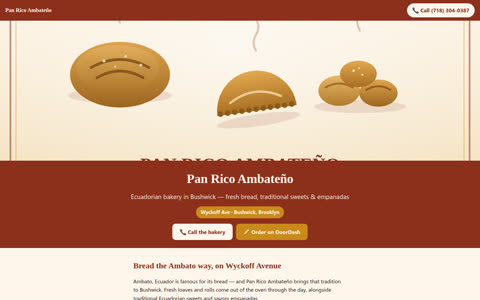 Screenshot of the Pan Rico Ambateño demo site