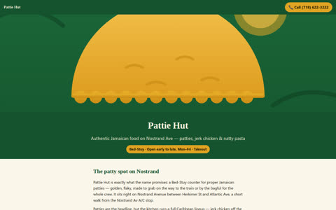 Screenshot of the Pattie Hut demo site