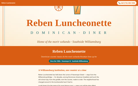 Screenshot of the Reben Luncheonette demo site