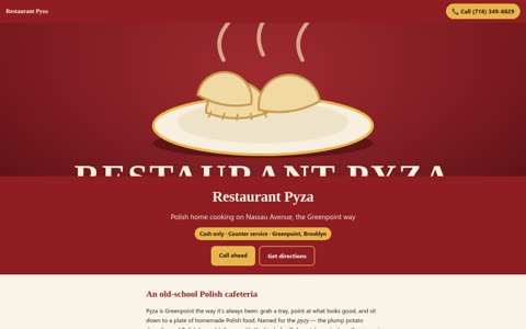 Screenshot of the Restaurant Pyza demo site