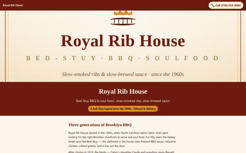 Screenshot of the Royal Rib House demo site