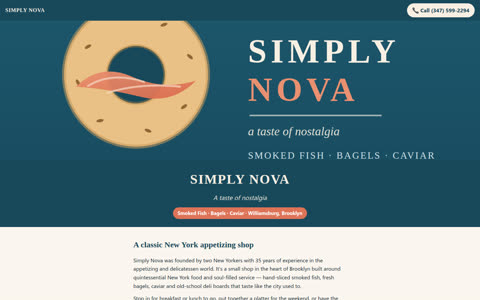 Screenshot of the Simply Nova demo site