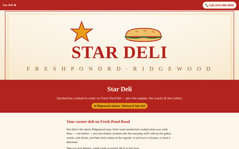 Screenshot of the Star Deli demo site