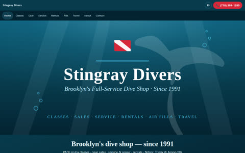 Screenshot of the Stingray Divers demo site