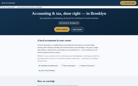 Screenshot of the Torres & Associates demo site