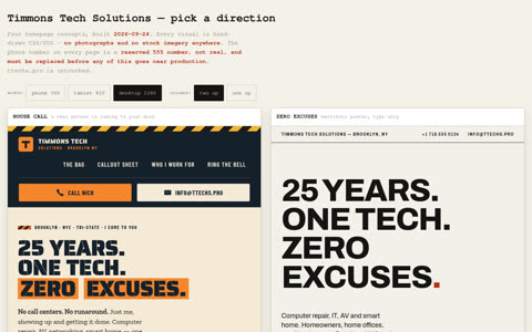 Screenshot of the Timmons Tech Solutions demo site